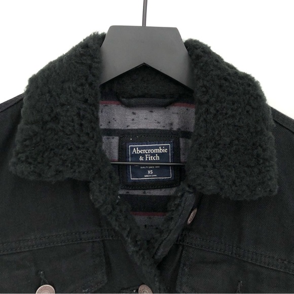 ABERCROMBIE & FITCH Flannel Lined Jean Jacket Black XS - Picture 5 of 8